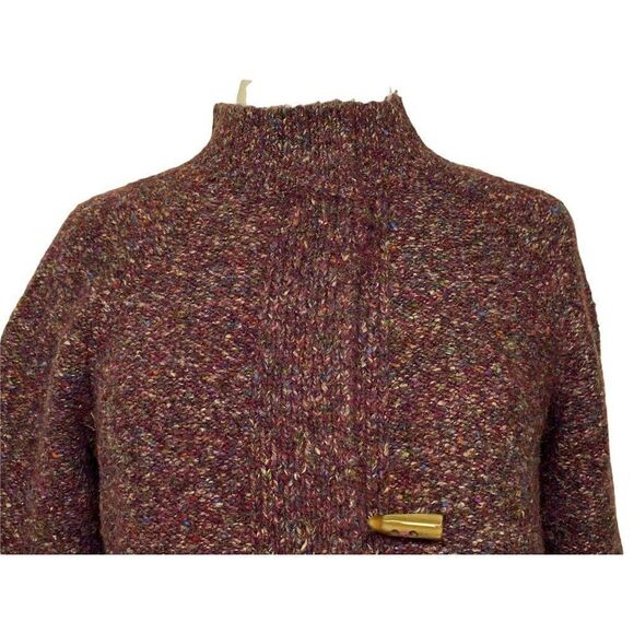 Ruby Road Fringed Wine Tweed Cropped Sweater Sz PXL Toggle Buttons Ultra Soft - Picture 2 of 6